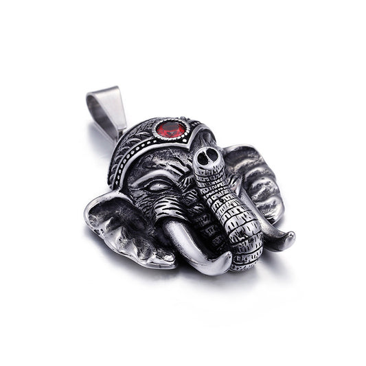 Stylish Titanium Steel Elephant Pendant for Men - European and American Fashion Design