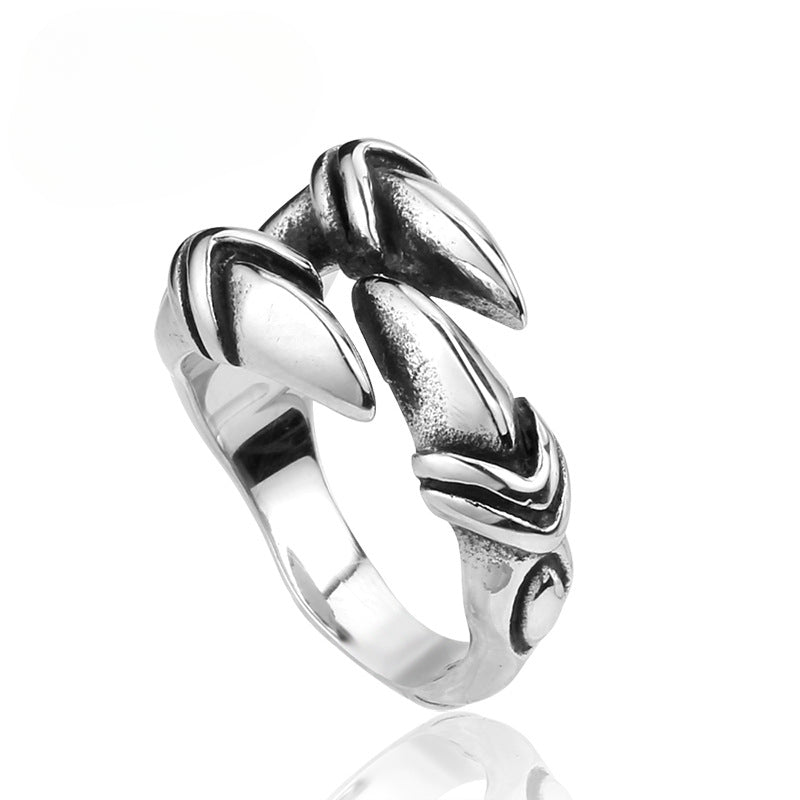 Retro Dragon Claw Stainless Steel Ring for Men - European and American Cross-Border Wholesale Jewelry