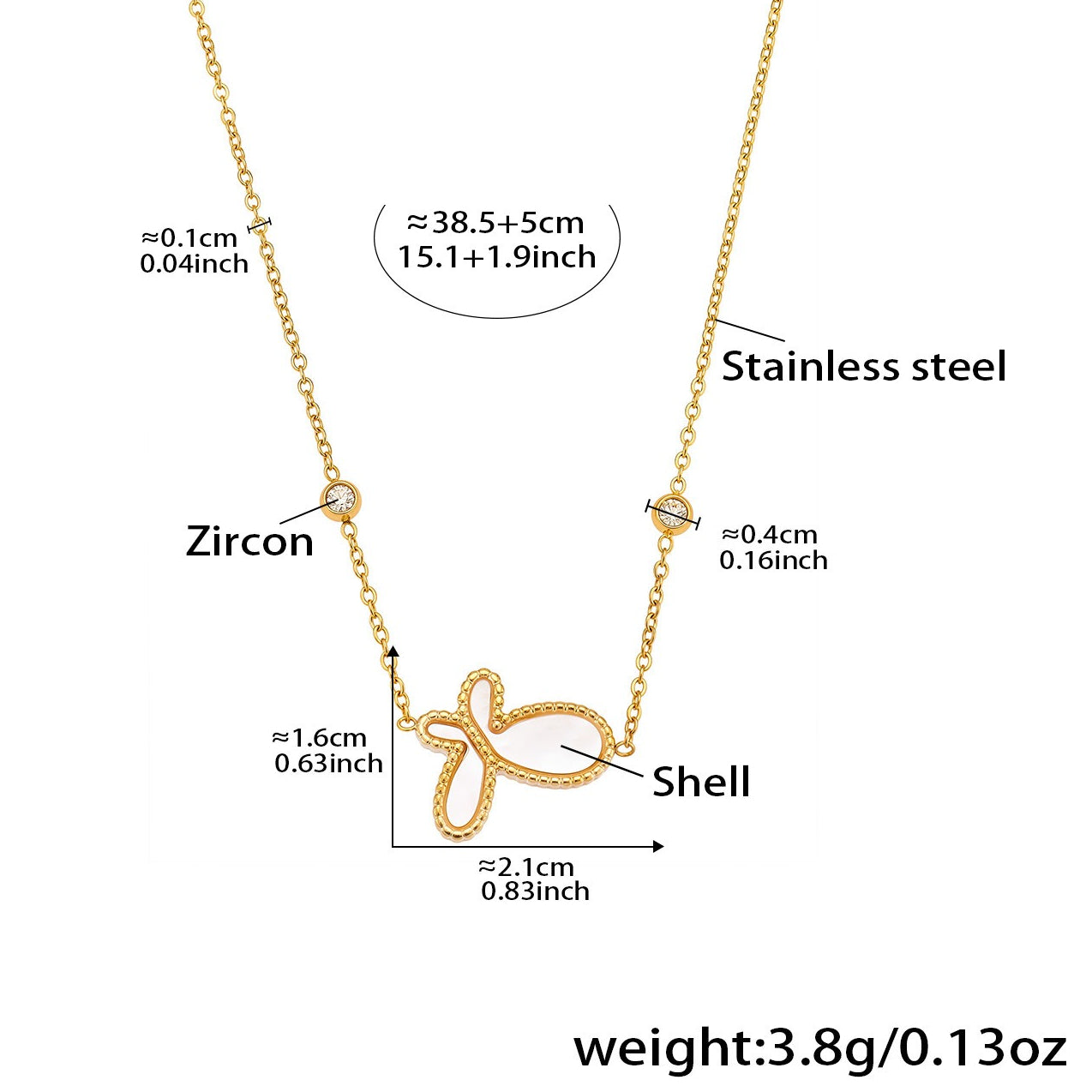 Planderful Genie Butterfly Necklace White Shell Inlay