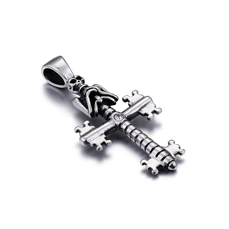Skull Cross Key Pendant for Men - Stainless Steel European Titanium Steel Item