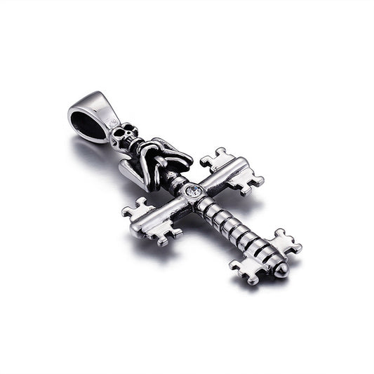 Skull Cross Key Pendant for Men - Stainless Steel European Titanium Steel Item