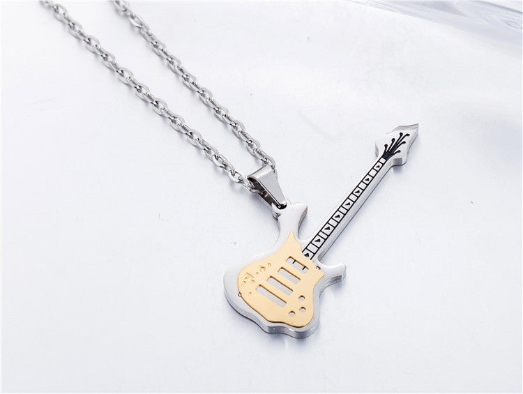 Planderful Everyday Genie Mens Necklace Durable Stainless Steel Titanium Pendant Multicolor Guitar Charm Unisex Jewelry