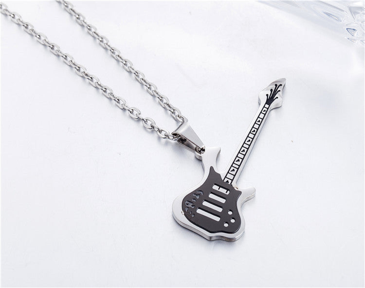 Planderful Everyday Genie Mens Necklace Durable Stainless Steel Titanium Pendant Multicolor Guitar Charm Unisex Jewelry