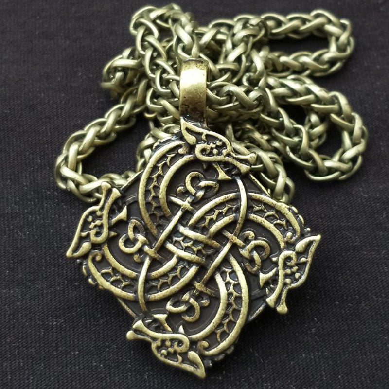 Viking Warrior Wolf Head Amulet Pendant Necklace