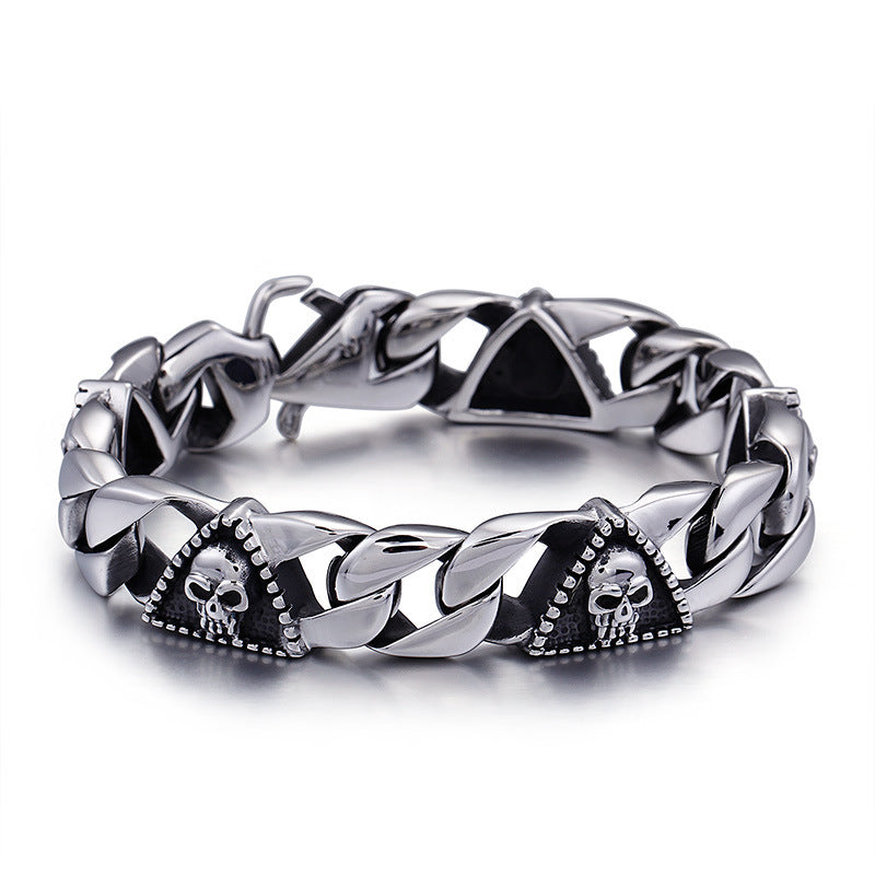 Personalized Pharaoh Skull Men's Titanium Steel Bracelet from the Planderful Everyday Genie Collection