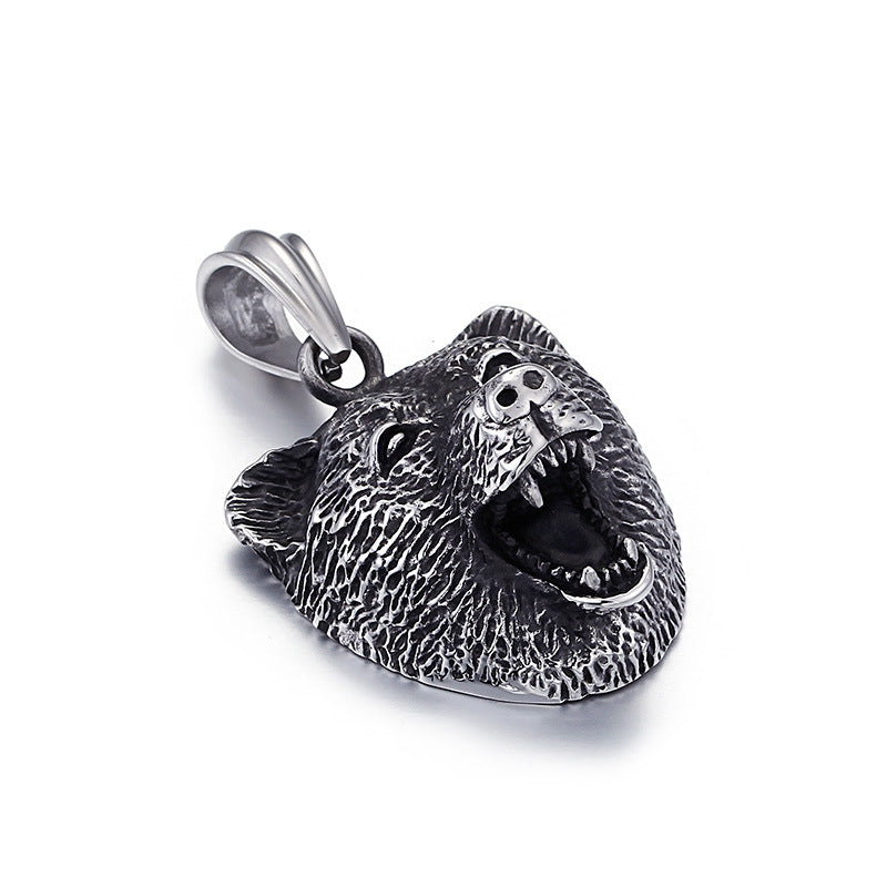 Nordic Bear Cartoon Pendant in Titanium Steel for Men and Women