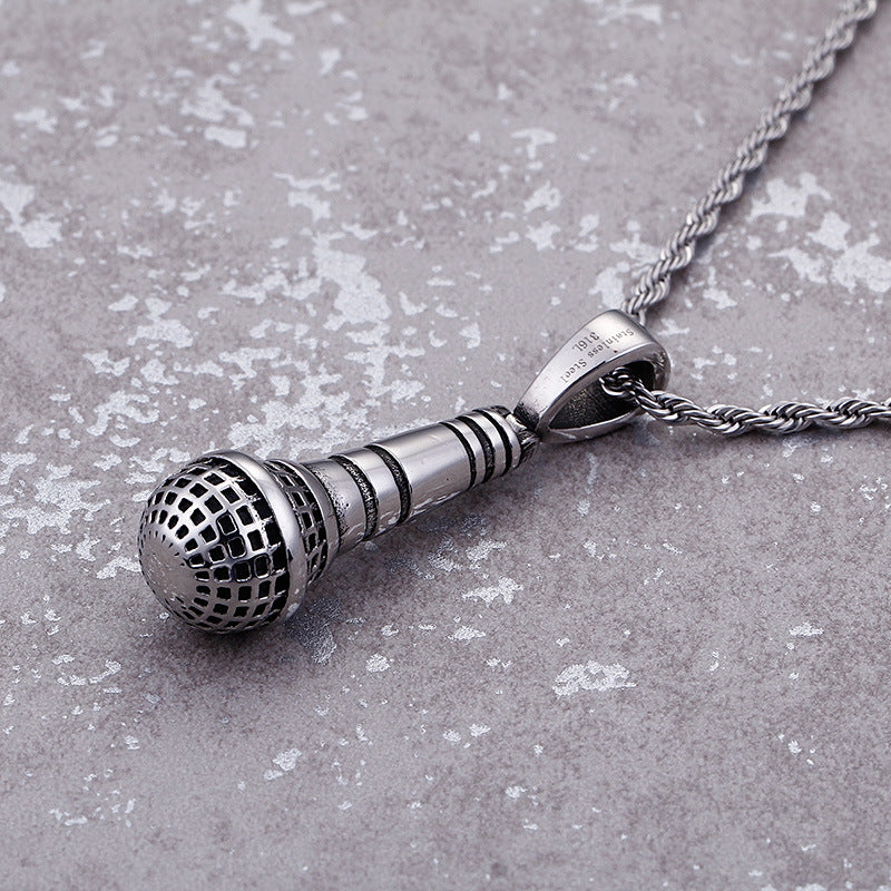 Hip-Hop Style Titanium Steel Microphone Pendant for Men