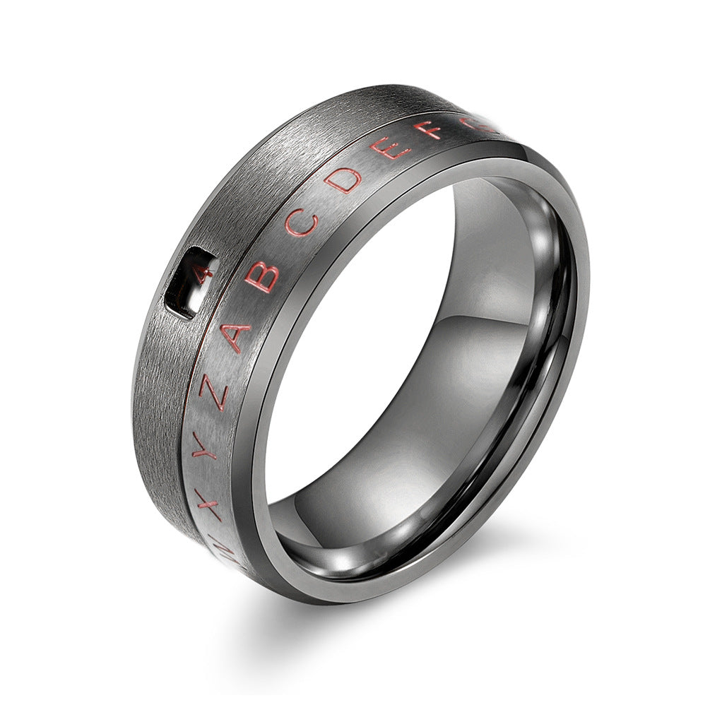 Planderful Rotating Titanium Steel Ring Alphanumeric Customization For Trendy Adults