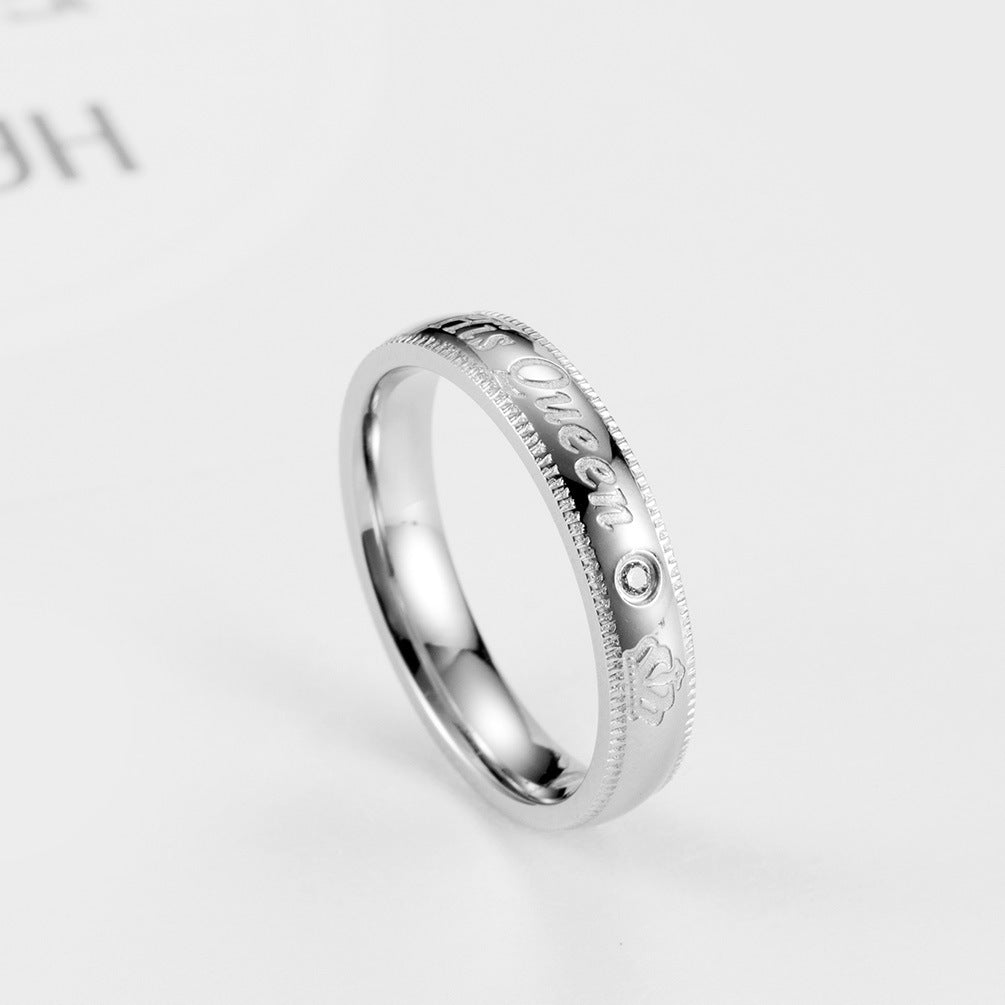 Amazon Her King His Queen Titanium Steel Couple Ring Set