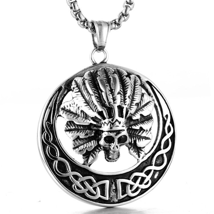 Titanium Steel Skull Pendant Necklace for Men - Retro Trendy Design