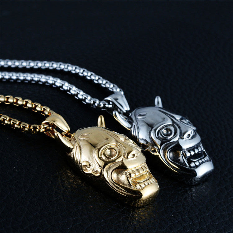 Titanium Steel Skull Pendant Necklace for Men and Women - Retro Hip-Hop Style