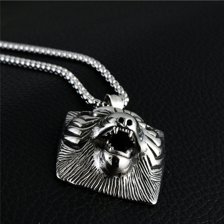 Trendy Titanium Steel Tiger King Pendant Necklace for Men - Retro Rock Style