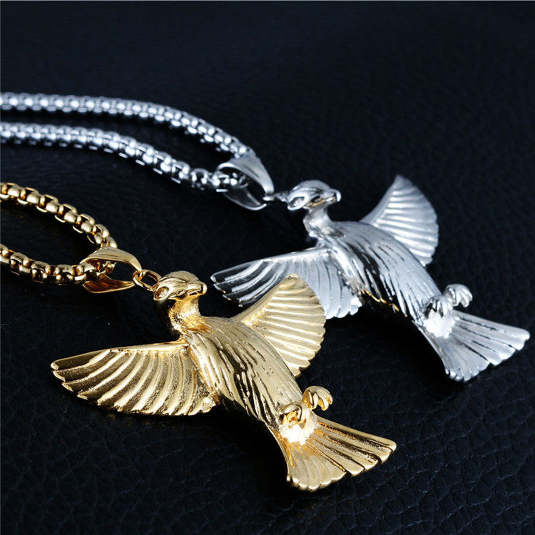 Titanium Steel Retro Pigeon Pendant Necklace for Trendy Men and Women