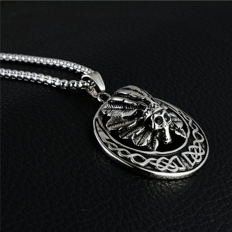 Titanium Steel Skull Pendant Necklace for Men - Retro Trendy Design