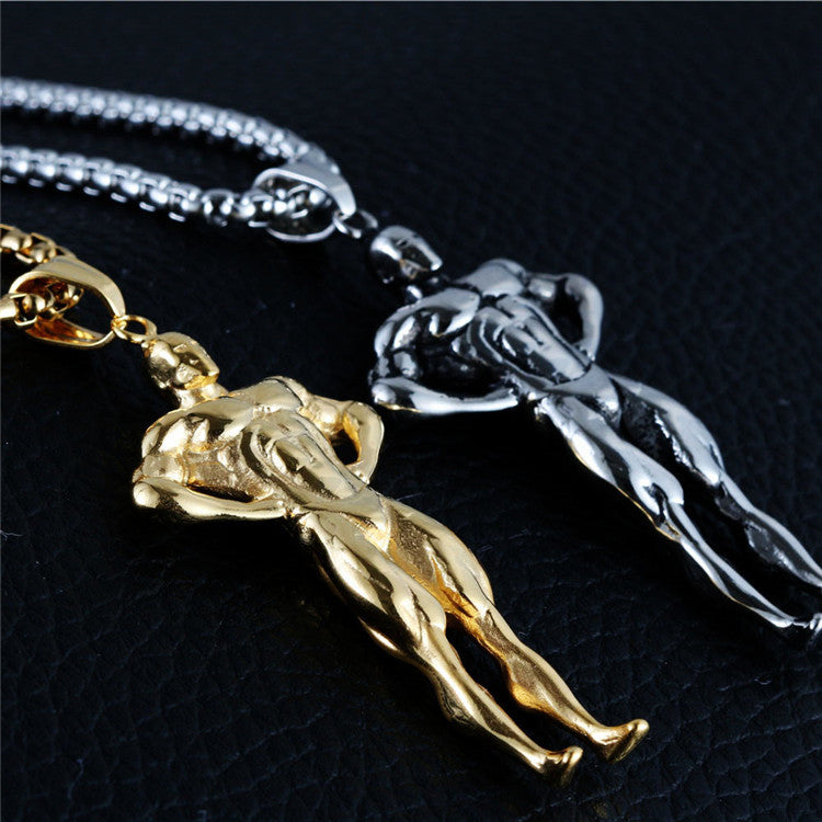 European And American Titanium Steel Fitness Pendant Necklace