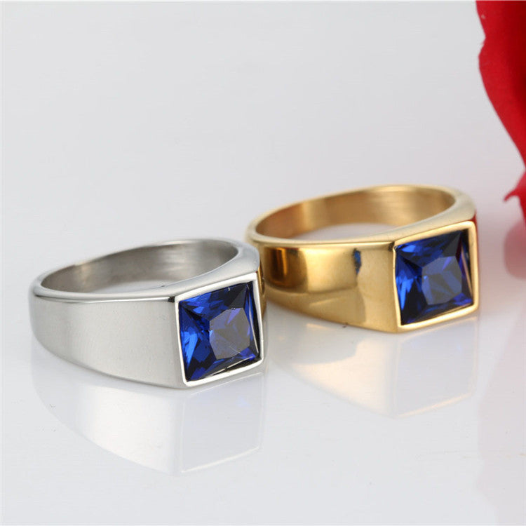 Planderful Zircon Ring Titanium Steel Inlaid Retro Punk Unisex For Men And Women Durable