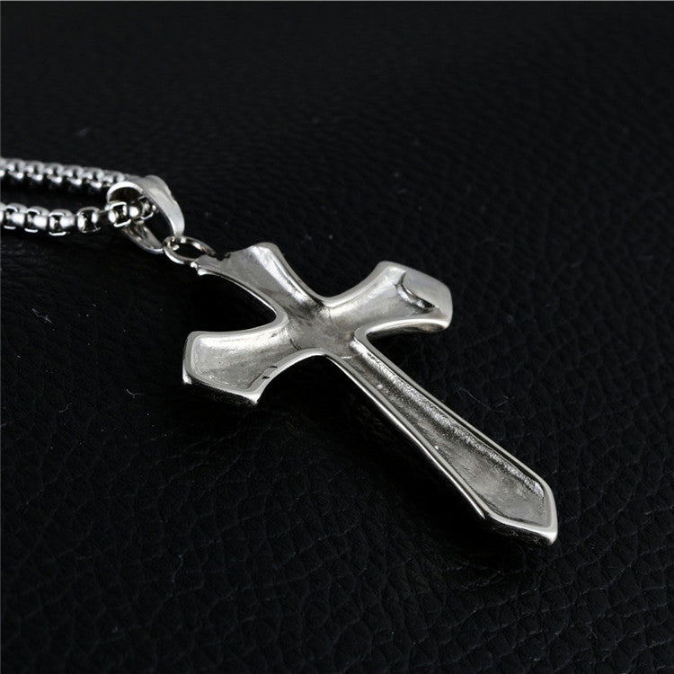 Trendy Titanium Steel Totem Cross Pendant Necklace for Men and Women - Retro Style by Planderful