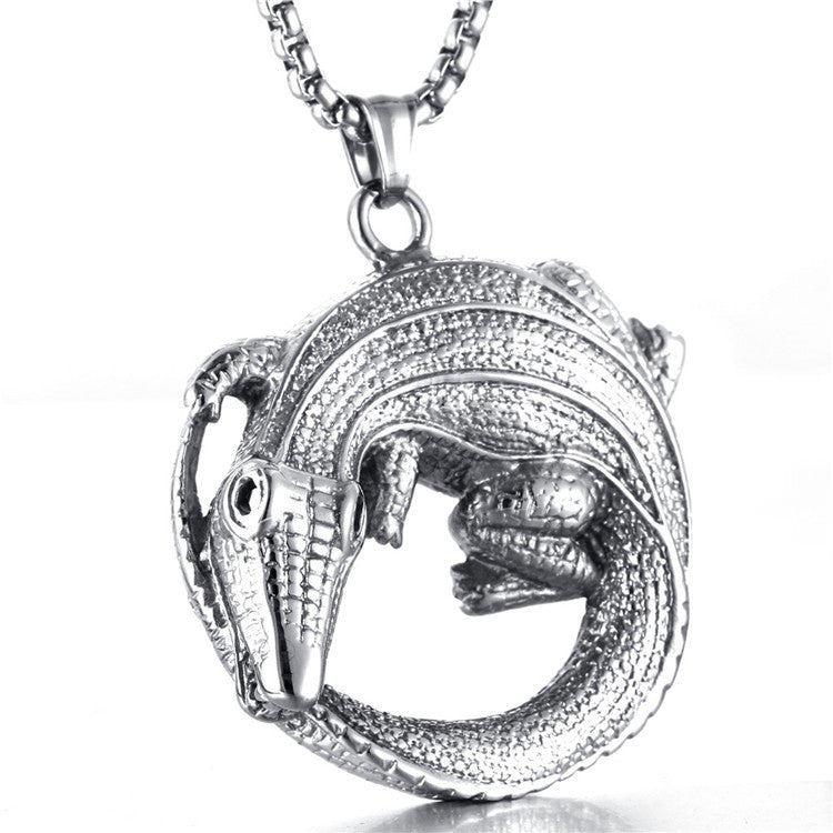 European And American Titanium Steel Crocodile Pendant Necklace