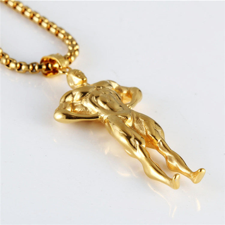 European And American Titanium Steel Fitness Pendant Necklace