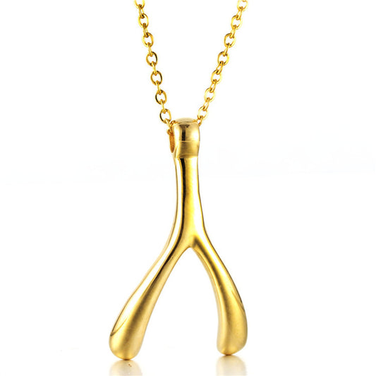 Titanium Steel Wishing Pendant Necklace for Men and Women - Trendy Good Luck Accessory from Japan and South Korea