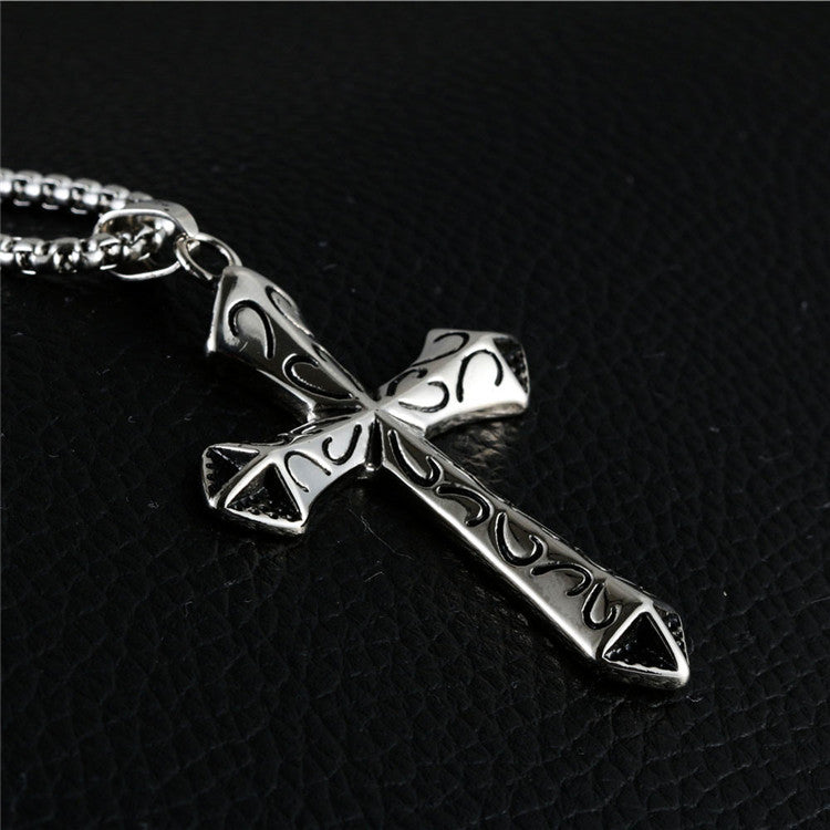 Trendy Titanium Steel Totem Cross Pendant Necklace for Men and Women - Retro Style by Planderful