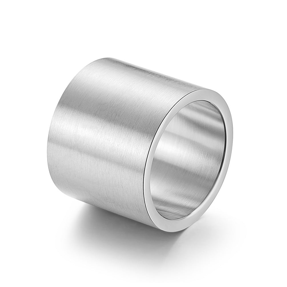 Titanium Steel Brushed Matte Men's Ring Plated with 18K Gold