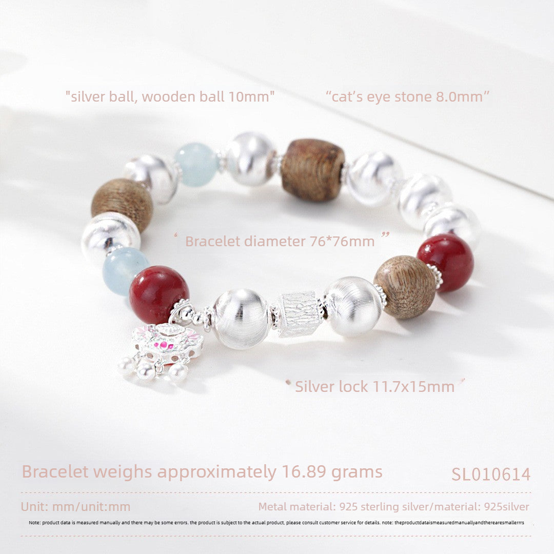 Wenwan Agarwood 925 Sterling Silver Bracelet