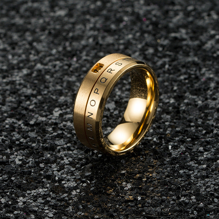 European And American Titanium Steel Rotatable Digital Ring For Men