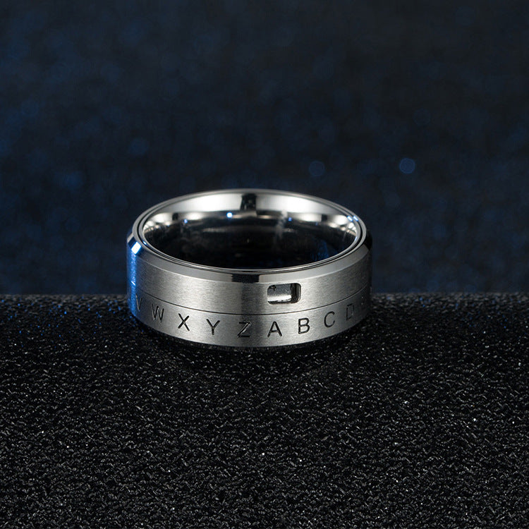 European And American Titanium Steel Rotatable Digital Ring For Men