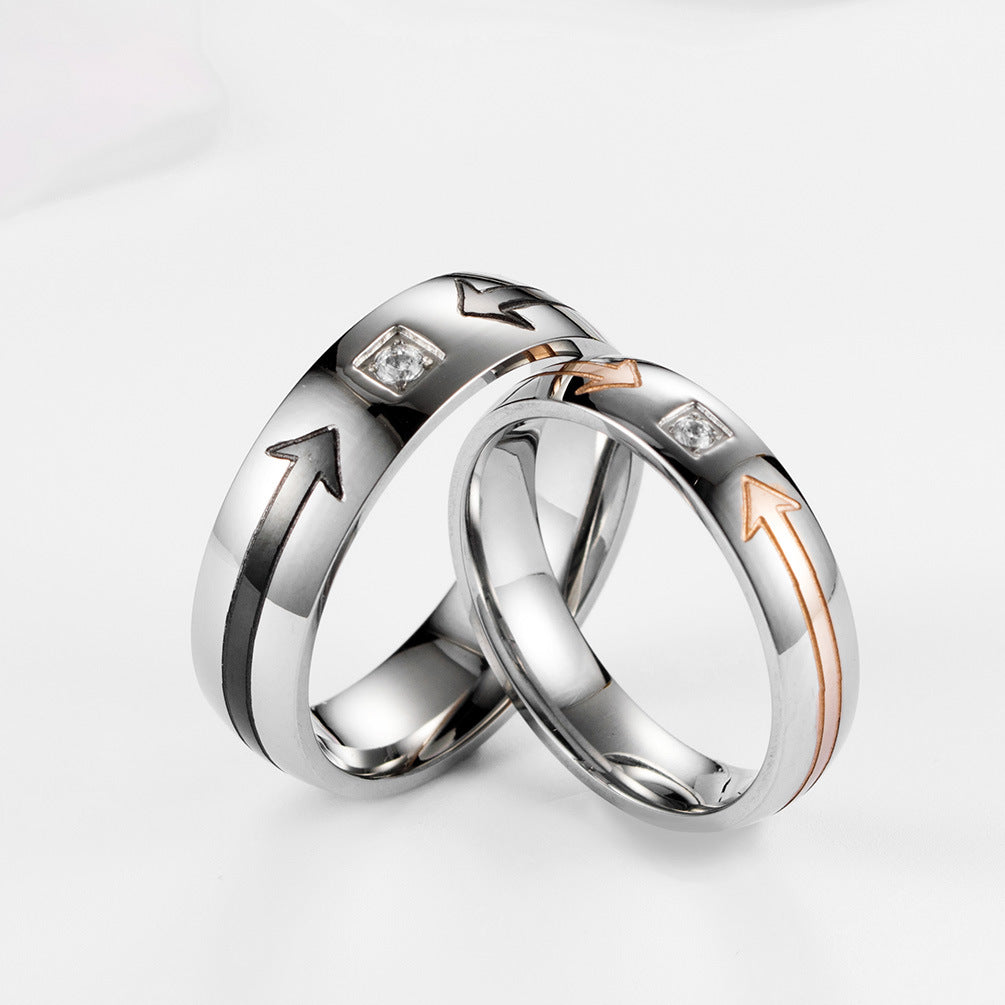 Stainless Steel Zircon Couple Ring – Arrow Couple – Valentine's Day