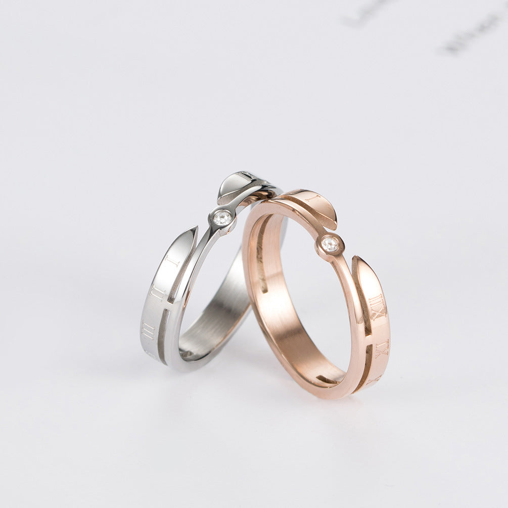 Rose Gold Roman Numerals With Zircon Women's Ring – Elegant – Gifts