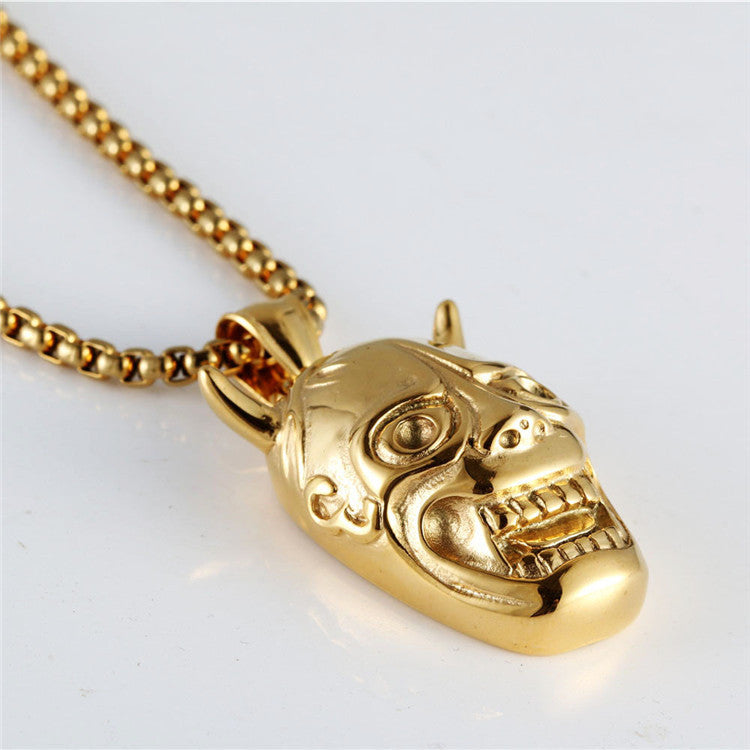 Titanium Steel Skull Pendant Necklace for Men and Women - Retro Hip-Hop Style
