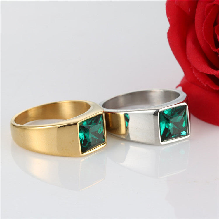 Planderful Zircon Ring Titanium Steel Inlaid Retro Punk Unisex For Men And Women Durable