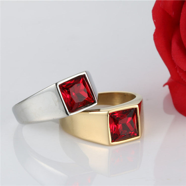 Planderful Zircon Ring Titanium Steel Inlaid Retro Punk Unisex For Men And Women Durable