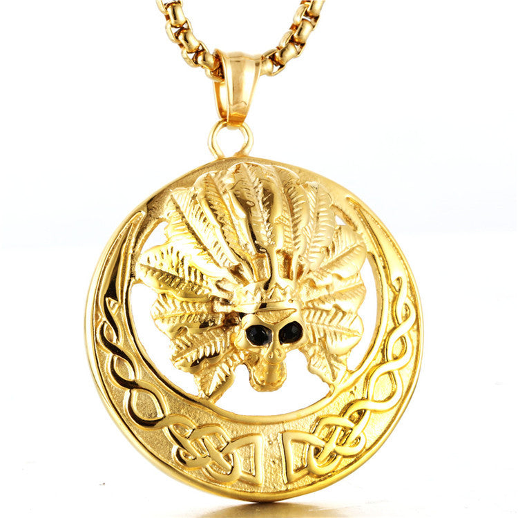 Titanium Steel Skull Pendant Necklace for Men - Retro Trendy Design