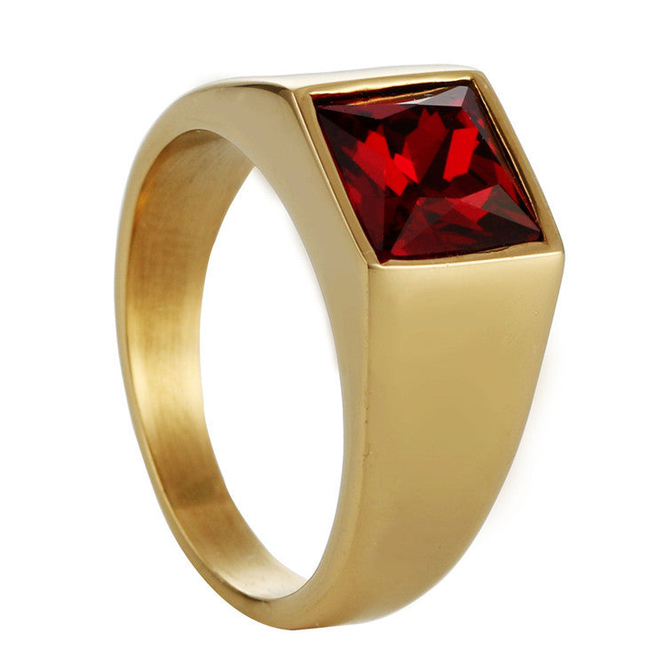 Planderful Zircon Ring Titanium Steel Inlaid Retro Punk Unisex For Men And Women Durable