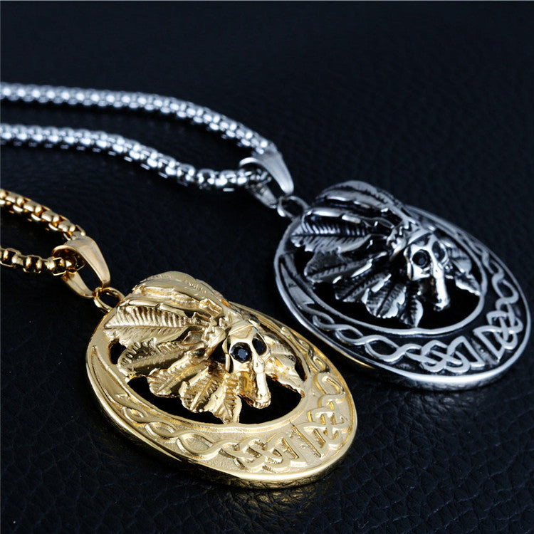 Titanium Steel Skull Pendant Necklace for Men - Retro Trendy Design