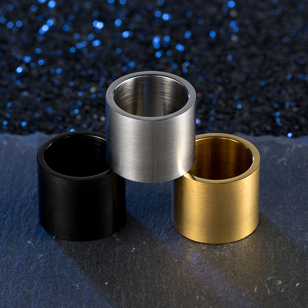 Planderful Titanium Steel Wide Ring Brushed Finish Bold Hip Hop Style For Men Everyday Genie