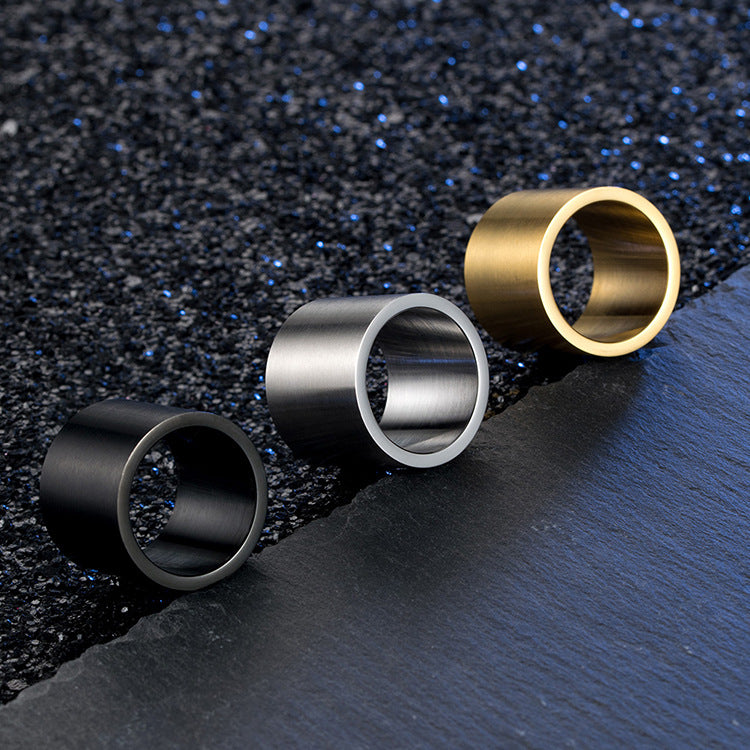 Planderful Titanium Steel Wide Ring Brushed Finish Bold Hip Hop Style For Men Everyday Genie