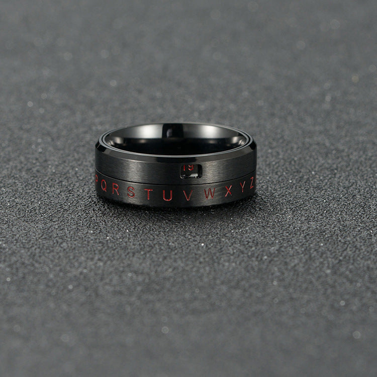 Planderful Rotating Titanium Steel Ring Alphanumeric Customization For Trendy Adults