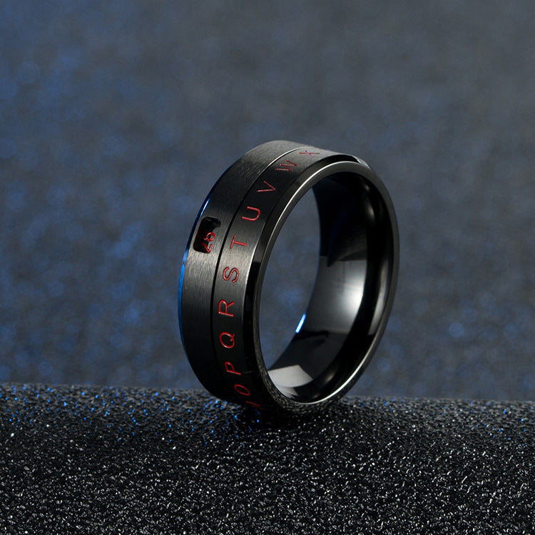 European And American Titanium Steel Rotatable Digital Ring For Men