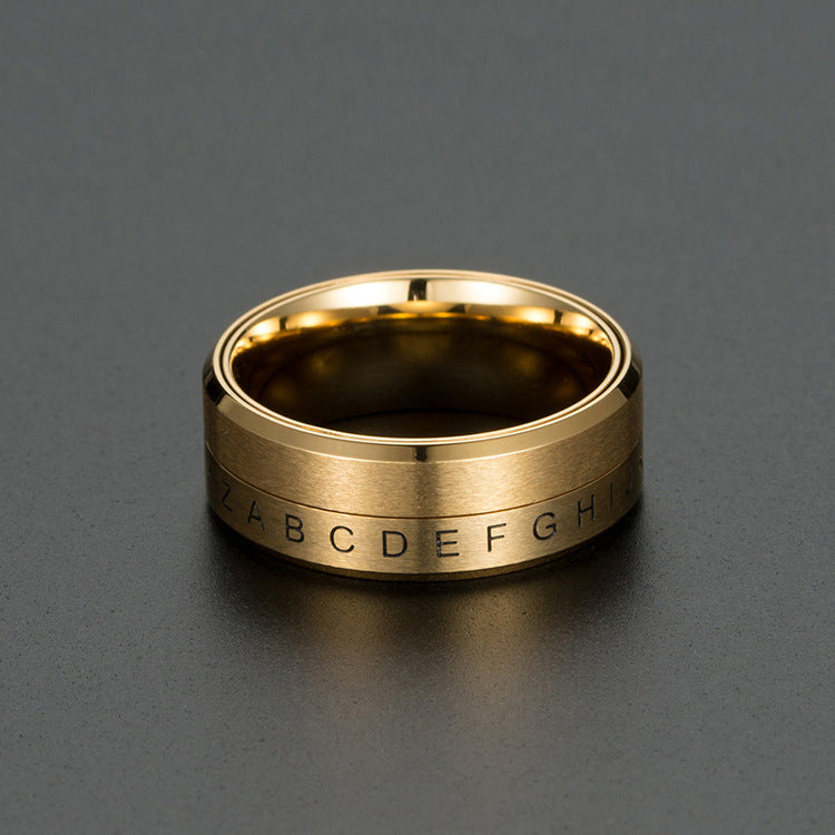 European And American Titanium Steel Rotatable Digital Ring For Men