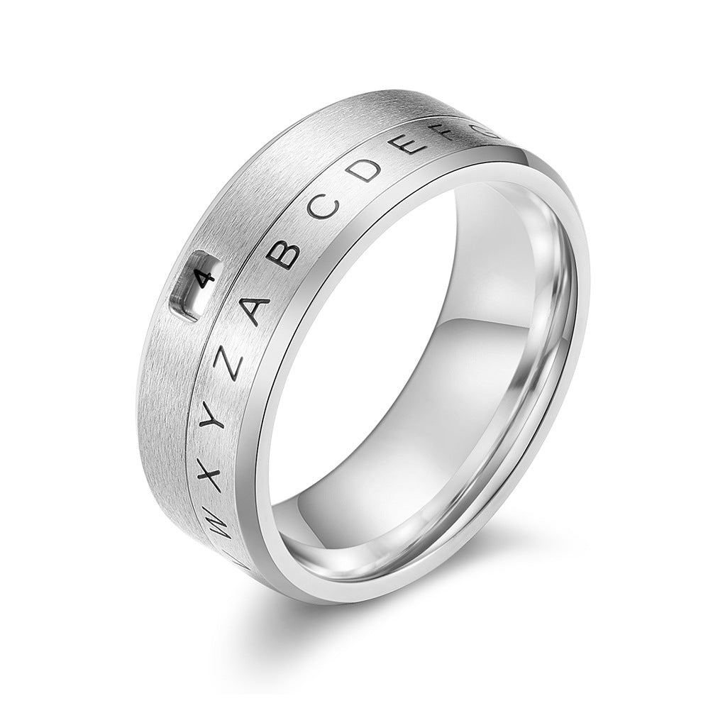 European And American Titanium Steel Rotatable Digital Ring For Men