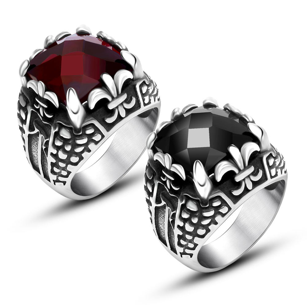 Titanium Steel Punk Zircon Ring for Men - Trendy Wholesale Jewelry Accessories