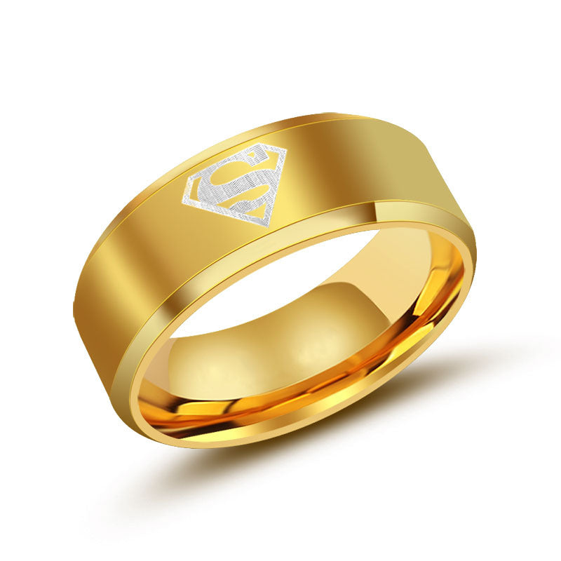 Titanium Steel Superman Fashion Ring for Men and Women - Stylish Index Finger Accessory