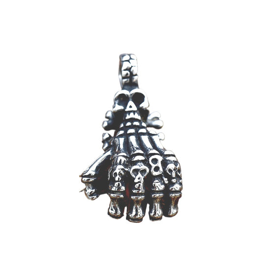 Punk-Inspired Titanium Steel Skull and Bone Pendant Jewelry for Men - Wholesale Retro Style