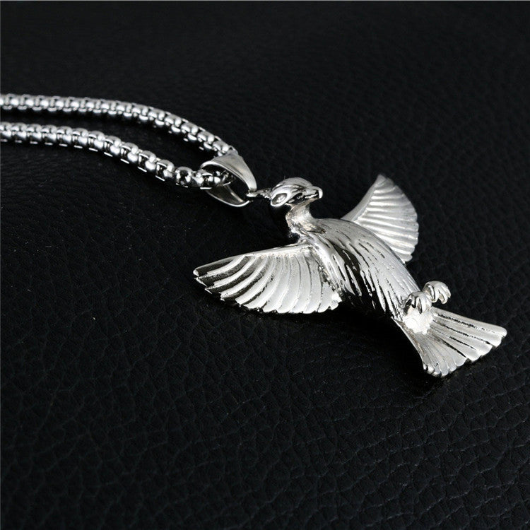 Titanium Steel Retro Pigeon Pendant Necklace for Trendy Men and Women