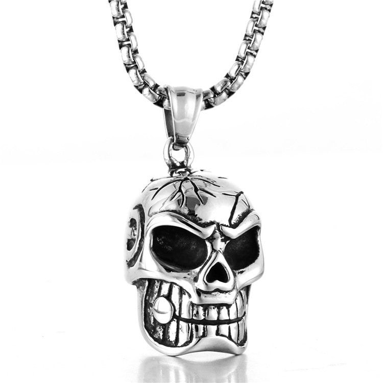 Trendy Titanium Steel Skull Pendant Necklace for Men – Hip-Hop Style with Cigarette Holder Feature