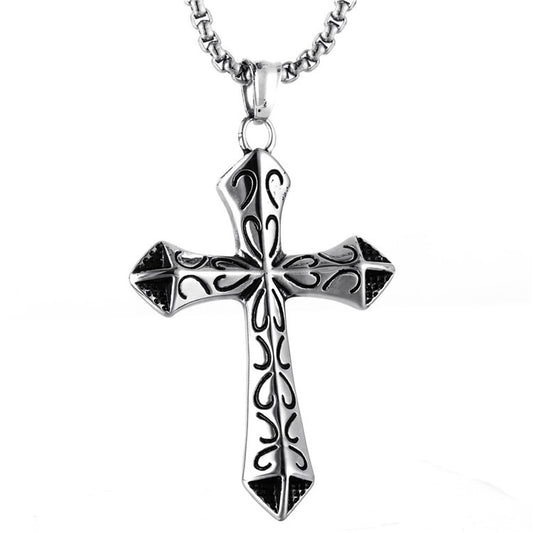 Trendy Titanium Steel Totem Cross Pendant Necklace for Men and Women - Retro Style by Planderful