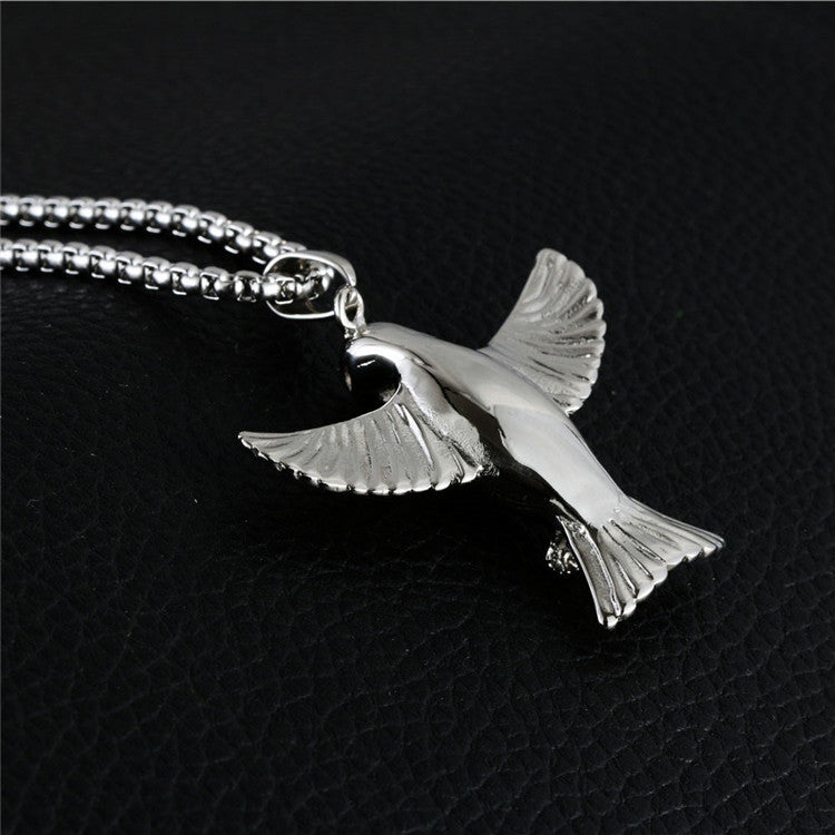 Titanium Steel Retro Pigeon Pendant Necklace for Trendy Men and Women